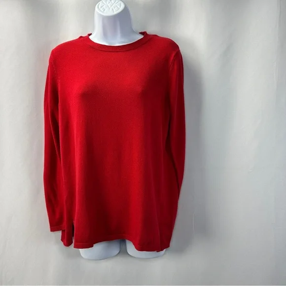 Red Crew Neck Sweater J. Jill Size Small Petite Cotton - Picture 2 of 7